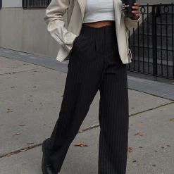 Charcoal Clothing New Girl Pants (Black Pinstripe)