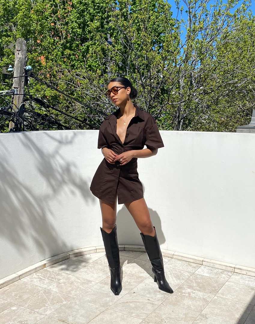 Charcoal Clothing Nostalgia Mini Dress (Brown) 5 Charcoal Clothing Nostalgia Mini Dress (Brown)