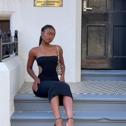 Charcoal Clothing Moonlight Midi Dress (Black) 12 Charcoal Clothing Moonlight Midi Dress (Black)