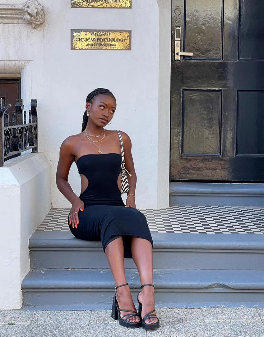 Charcoal Clothing Moonlight Midi Dress (Black) 4 Charcoal Clothing Moonlight Midi Dress (Black)