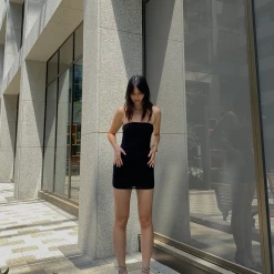 Charcoal Clothing Crystal Mini Dress (Black) Dresses