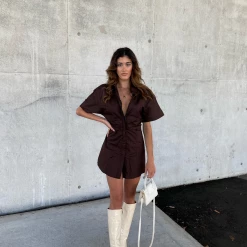 Charcoal Clothing Nostalgia Mini Dress (Brown) 15 Charcoal Clothing Nostalgia Mini Dress (Brown)