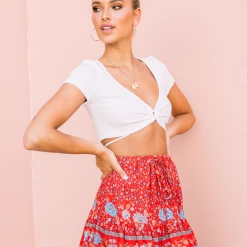 Luvalot Tops Davies Crop Top (White)