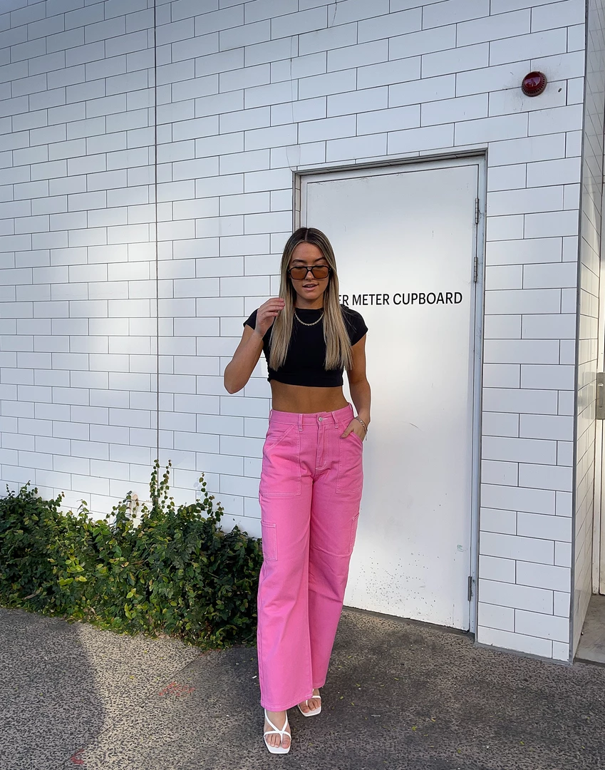 Charcoal Clothing Astrid Wide Leg Jeans (Pink) New Arrivals 1 Charcoal Clothing Astrid Wide Leg Jeans (Pink) New Arrivals