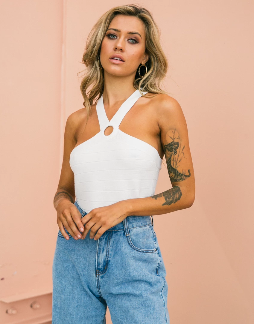 Into Fashion Dominique Crop Top (White) 1 Into Fashion Dominique Crop Top (White)