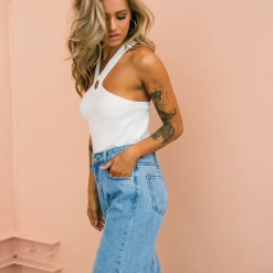 Into Fashion Dominique Crop Top (White)