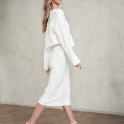 Pink Diamond Sets + Co-ords Leia Knit Top (White)