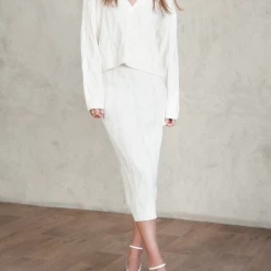 Pink Diamond Sets + Co-ords Leia Knit Top (White)