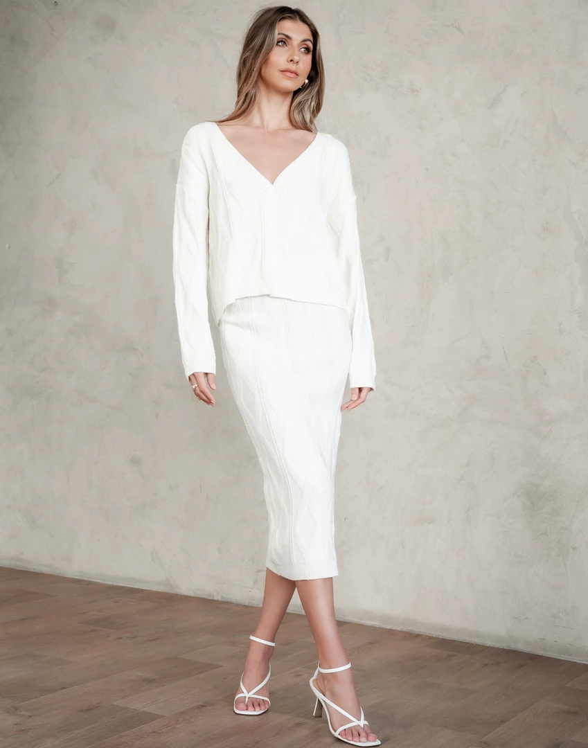 Pink Diamond Leia Midi Skirt (Cream) Sets + Co-ords 3 Pink Diamond Leia Midi Skirt (Cream) Sets + Co-ords