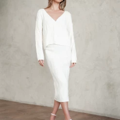 Pink Diamond Sets + Co-ords Leia Knit Top (White)