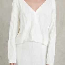 Pink Diamond Sets + Co-ords Leia Knit Top (White)