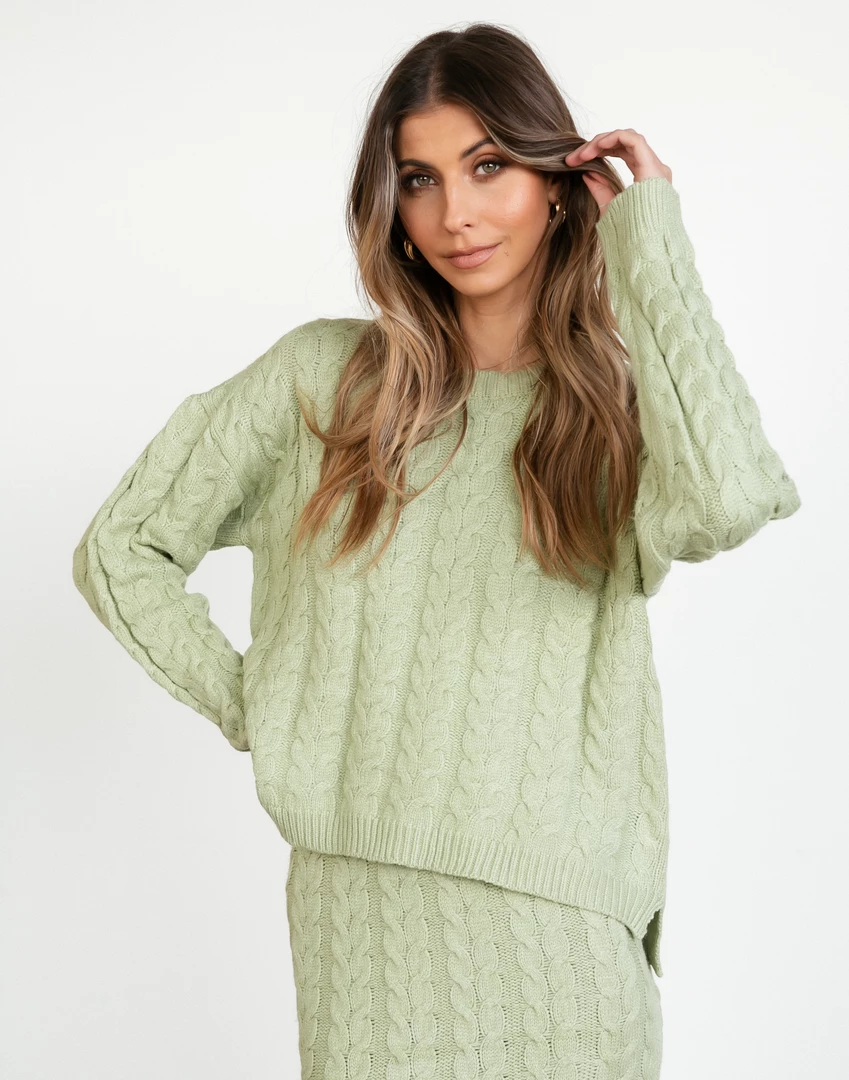 Pink Diamond Sets + Co-ords Kylie Knit Jumper (Sage) 6 Pink Diamond Sets + Co-ords Kylie Knit Jumper (Sage)