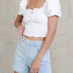 Country Denim Heart Line Denim Shorts (Light Blue)