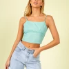 Mint Vanilla Rhylee Crop Top (Teal) Tops