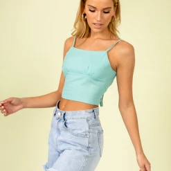 Mint Vanilla Rhylee Crop Top (Teal) Tops