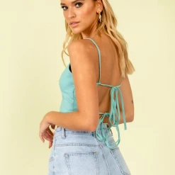 Mint Vanilla Rhylee Crop Top (Teal) Tops