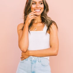 Yours Truly Tops Lovely Fool Crop Top (White)