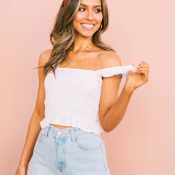 Yours Truly Tops Lovely Fool Crop Top (White)