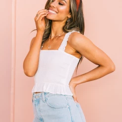 Yours Truly Tops Lovely Fool Crop Top (White)