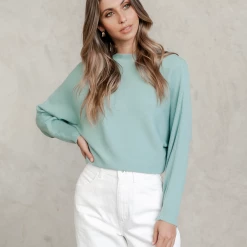 Thanne Tops Affirmation Knit Top (Teal)