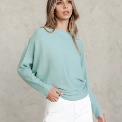Thanne Tops Affirmation Knit Top (Teal)