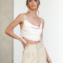 Yours Truly Tops North Crop Top (Cream)