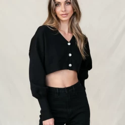 My Girl Stockholm Knit Cardigan (Black) Tops