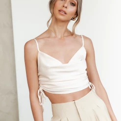 Yours Truly Tops North Crop Top (Cream)