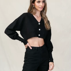 My Girl Stockholm Knit Cardigan (Black) Tops