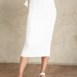 Pink Diamond Kylie Knit Midi Skirt (White)