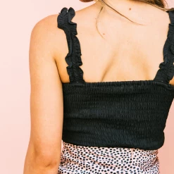 Yours Truly Tops Lovely Fool Crop Top (Black)