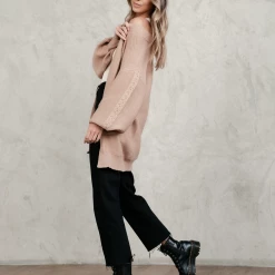 Pink Diamond Jumpers & Cardigans Kamila Knit Cardigan (Brown)