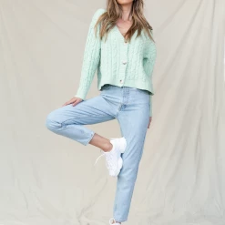 Pink Diamond Tops Bobbi Knit Top (Green)
