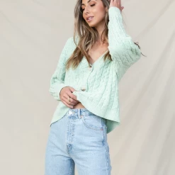 Pink Diamond Tops Bobbi Knit Top (Green)