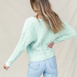 Pink Diamond Tops Bobbi Knit Top (Green)