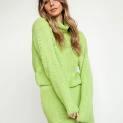Pink Diamond Talk Is Cheap Knit Jumper (Lime)