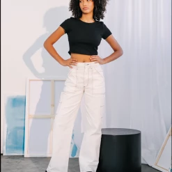 Charcoal Clothing New Arrivals Astrid Wide Leg Jeans (White)