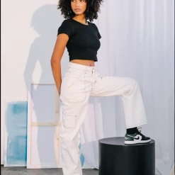 Charcoal Clothing New Arrivals Astrid Wide Leg Jeans (White)