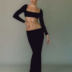 Charcoal Clothing New Arrivals Broadway Crop Top (Black)