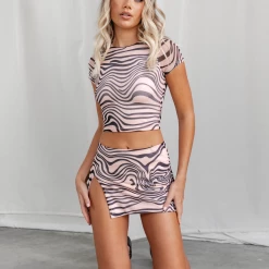 Luvalot Breakeven Mini Skirt (Peach) Sets + Co-ords