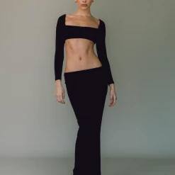 Charcoal Clothing New Arrivals Broadway Crop Top (Black)