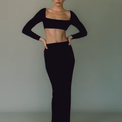 Charcoal Clothing New Arrivals Broadway Maxi Skirt (Black)