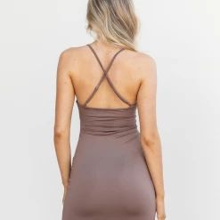 Luvalot Dresses Nikole Mini Dress (Brown)