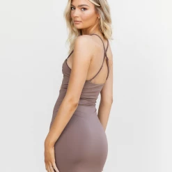 Luvalot Dresses Nikole Mini Dress (Brown)