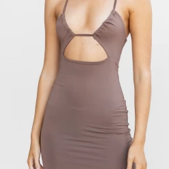 Luvalot Dresses Nikole Mini Dress (Brown)