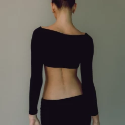 Charcoal Clothing New Arrivals Broadway Crop Top (Black)