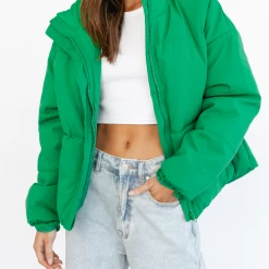Pink Diamond Dylan Puffer Jacket (Green)