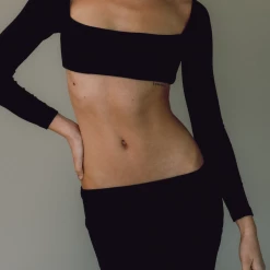 Charcoal Clothing New Arrivals Broadway Crop Top (Black)