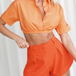 Charcoal Clothing Bottoms Calico Shorts (Orange)