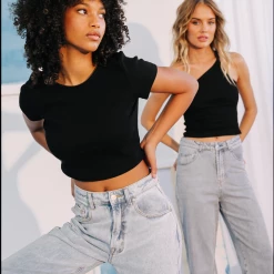 Charcoal Clothing Kendall Ribbed Baby Tee (Black) New Arrivals